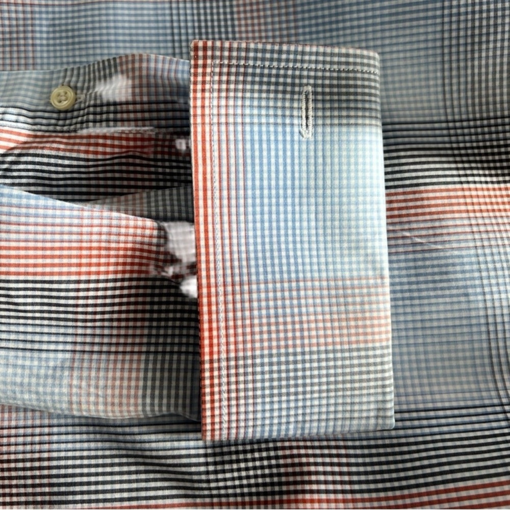 Burberry Blue and Red Plaid Dress Shirt With Double French Cuffs - Picture 7 of 8